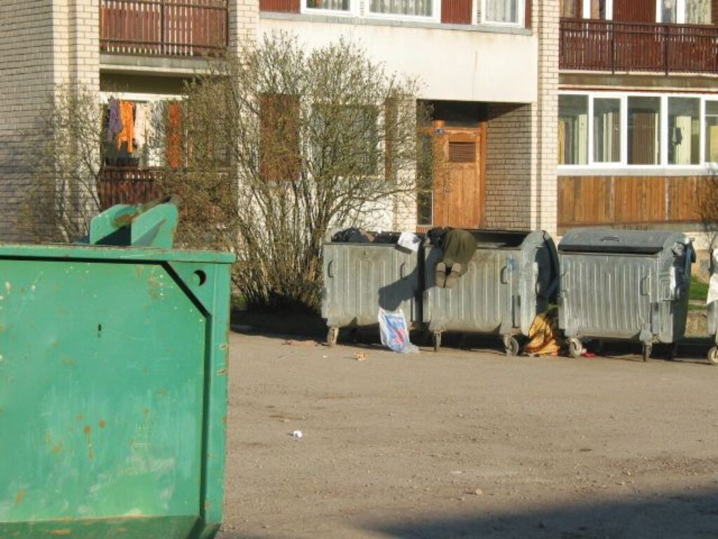 Šorīt 7.30 no rīta Rūjienas ielas mikrorajonā netālu no lielā konteinera atrodas arī ierastie konteineri, kur tobrīd sev vēl kaut ko noderīgu meklēja kāds cilvēks.
Autors: Inga Karpova