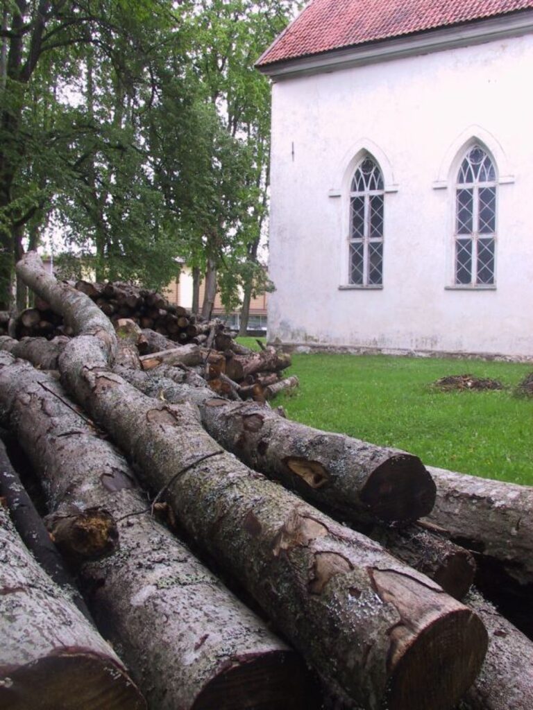 Smiltenes luterāņu draudzes locekle raizējas, vai baznīcas pagalmā joprojām nesazāģētā un salijusī malka derēs dievnama apsildīšanai.
Autors: Sandra Pētersone