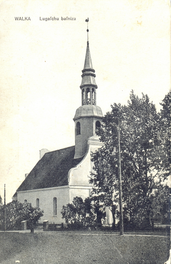 Lugažu evaņģēliski luteriskā draudzes baznīca. Valka, 1910.–1920. g. Skats no tagadējās Rīgas ielas puses.
Autors: No Valkas novadpētniecības muzeja krājuma