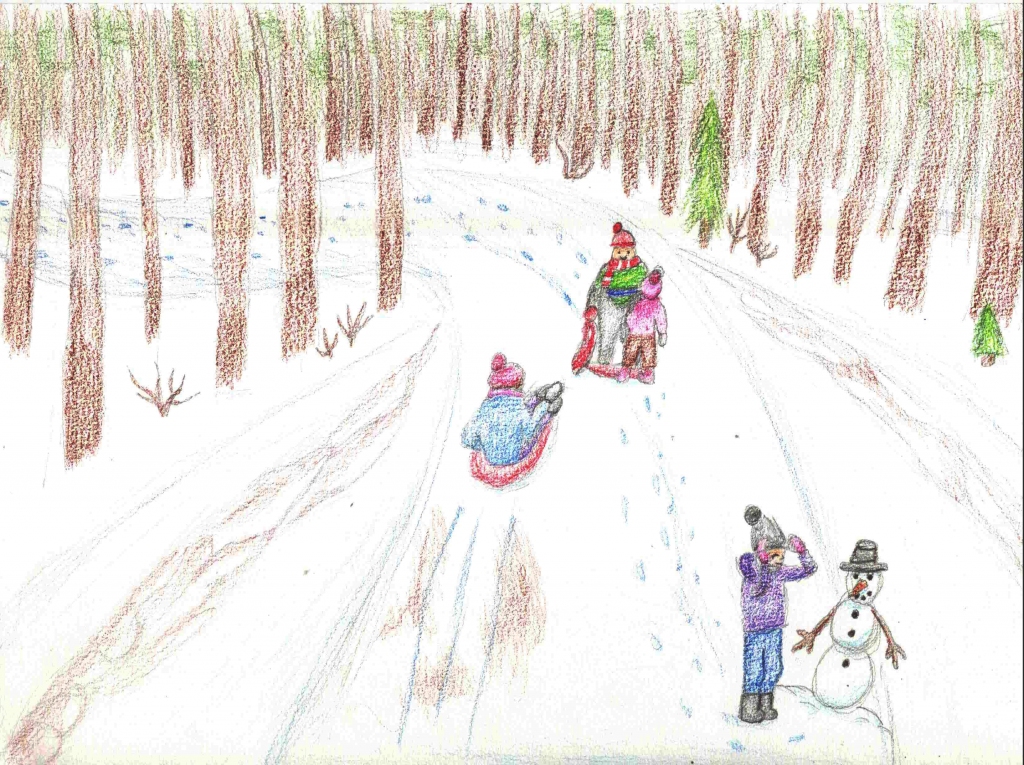 Esmeraldas Amandas Plūmes (11 gadi) ziemas prieku zīmējums