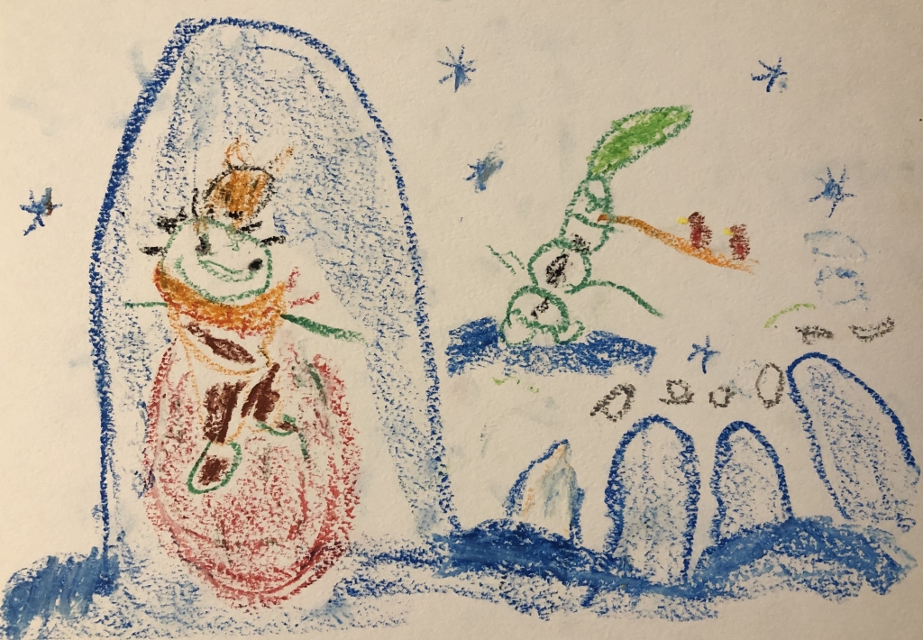Matildes Bērtiņas (3 gadi) ziemas prieku zīmējums