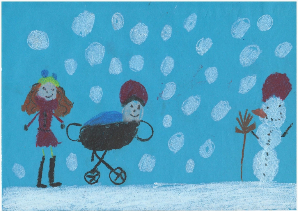 Annijas Katrīnas Muižnieces (5 gadi) ziemas prieku zīmējums