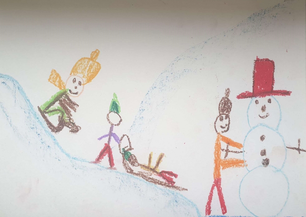 Markusa (7 gadi) ziemas prieku zīmējums